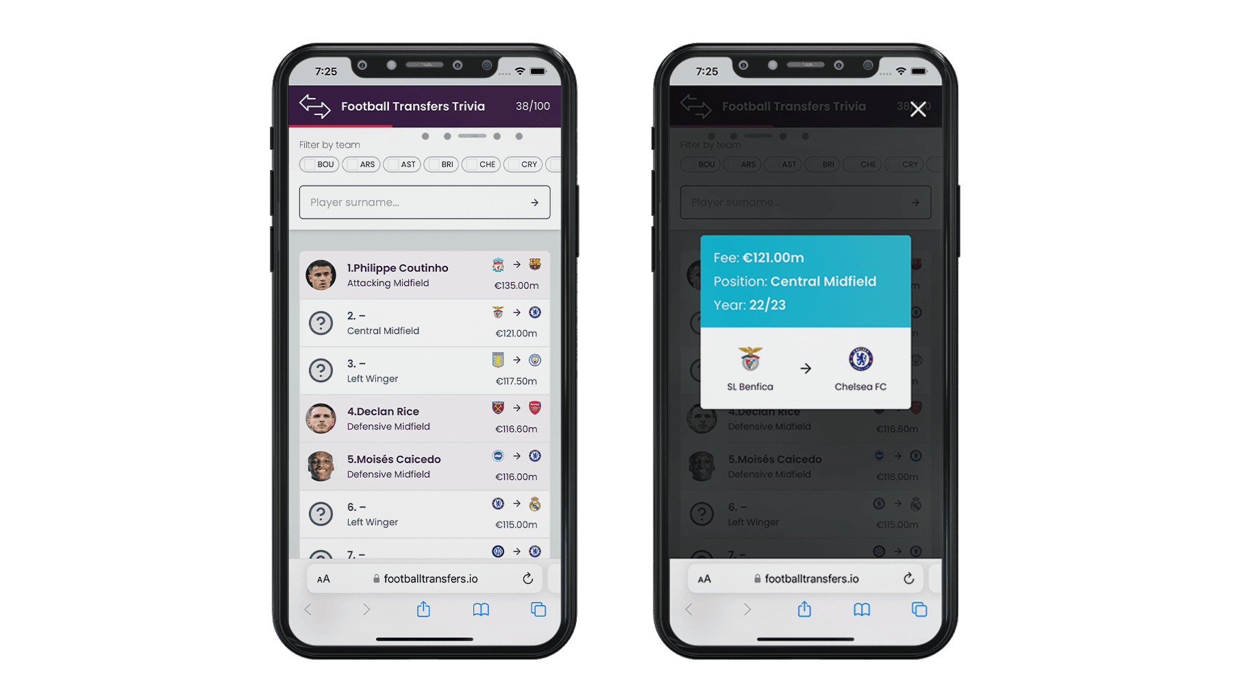 Football Transfers Trivia project screenshot