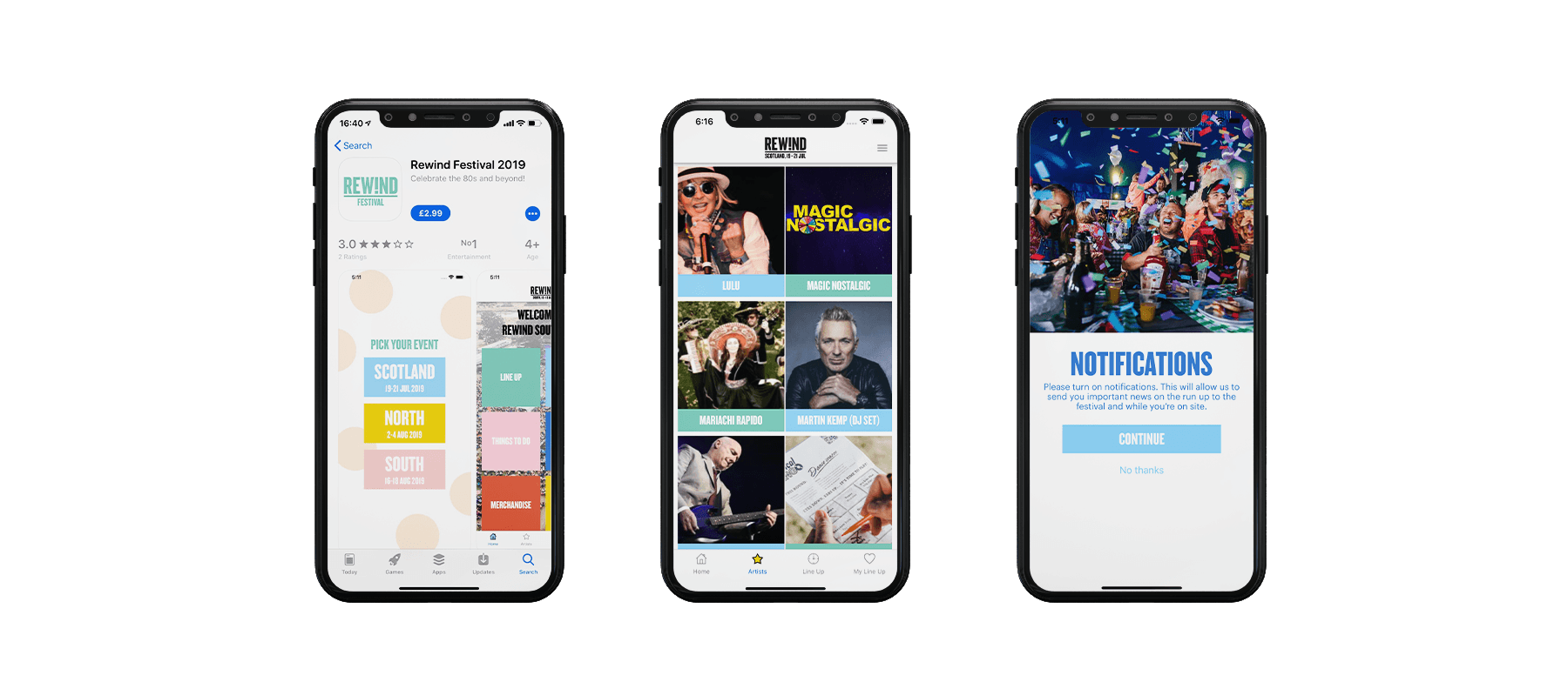 Rewind Festival App project screenshot